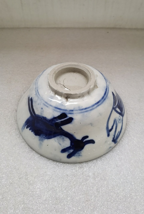古玩陶瓷耀州窯青花開門見喜茶碗拍賣,當(dāng)前價格780元