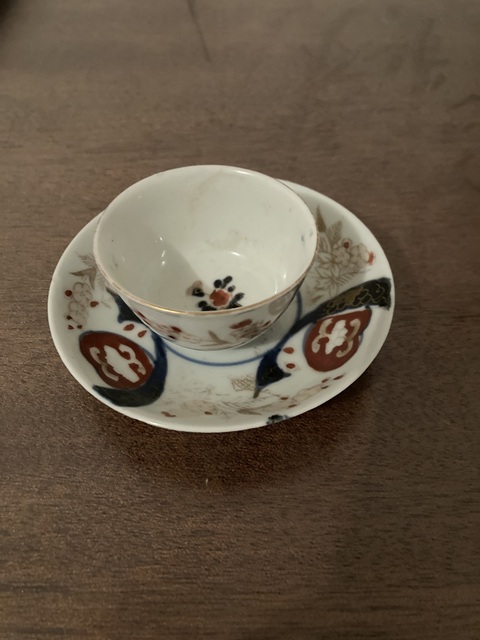 古玩陶瓷青花礬紅描金杯碟一套拍賣，當前價格800元