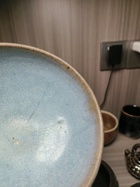 古玩陶瓷金元·鈞窯天藍釉賞碗拍賣，當前價格5000元
