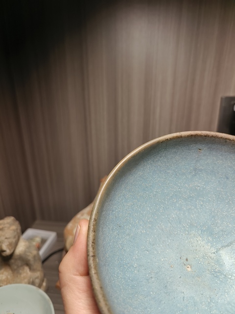 古玩陶瓷金元·鈞窯天藍釉賞碗拍賣，當前價格5000元