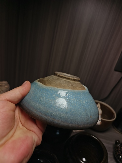 古玩陶瓷金元·鈞窯天藍釉賞碗拍賣，當前價格5000元
