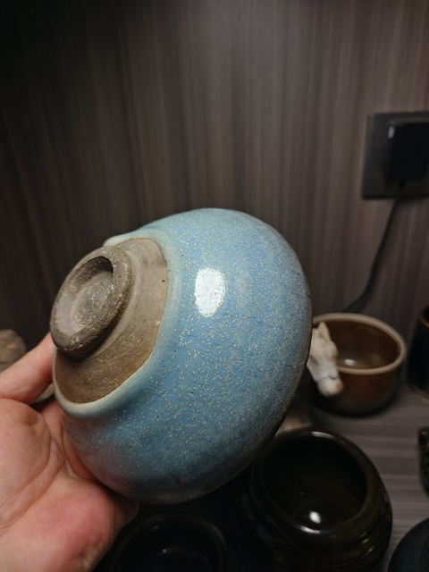 古玩陶瓷金元·鈞窯天藍釉賞碗拍賣，當前價格5000元