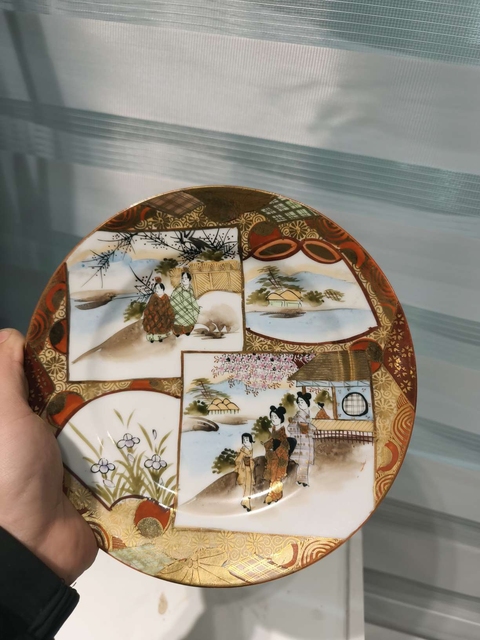 古玩陶瓷民國時期粉彩開窗人物故事紋賞盤拍賣,當(dāng)前價格99元