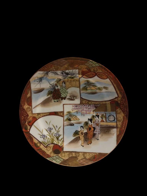古玩陶瓷民國時期粉彩開窗人物故事紋賞盤拍賣,當(dāng)前價格99元