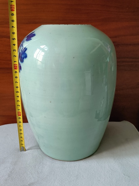 古玩陶瓷豆青釉青花鳳凰牡丹花紋冬瓜罐拍賣，當前價格890元