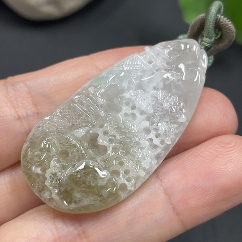 古玩玉器195情侶??裝天然翡翠掛件兩件一手走拍賣,當(dāng)前價(jià)格520元