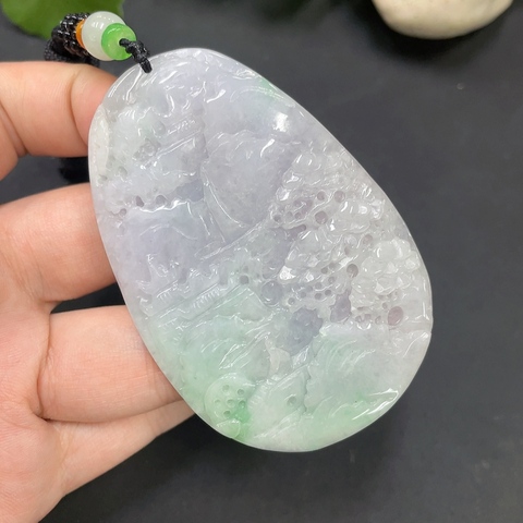 古玩玉器196天然翡翠山水紋飾掛件拍賣,當(dāng)前價(jià)格360元