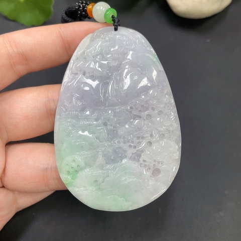 古玩玉器196天然翡翠山水紋飾掛件拍賣,當(dāng)前價(jià)格360元