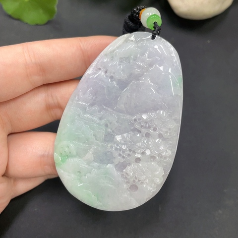 古玩玉器196天然翡翠山水紋飾掛件拍賣,當(dāng)前價(jià)格360元