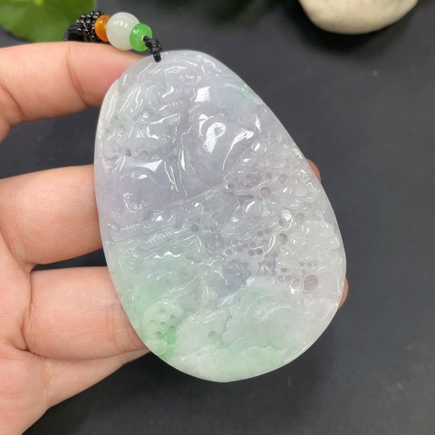古玩玉器196天然翡翠山水紋飾掛件拍賣,當(dāng)前價(jià)格360元