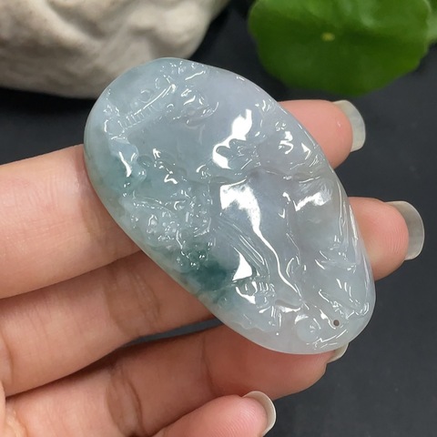 古玩玉器201天然翡翠掛件拍賣，當前價格350元