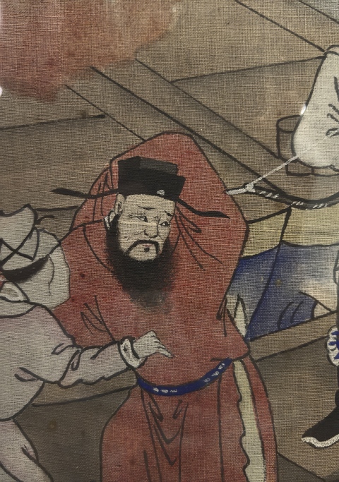 古玩字畫【國慶放漏】清晚期絹本工筆人物畫（赤壁鏖兵）拍賣，當前價格3888元