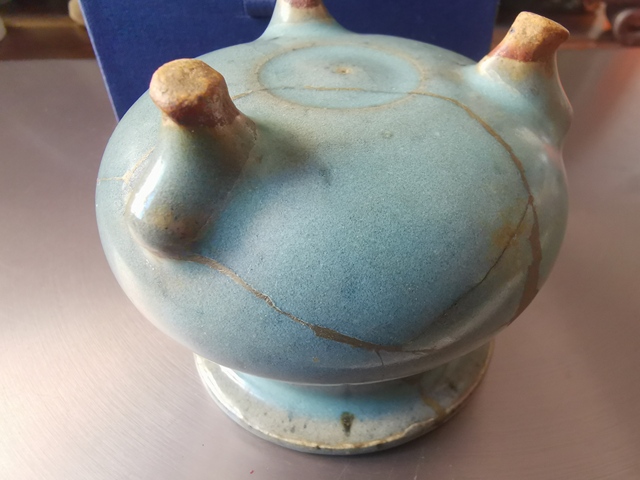 古玩陶瓷北宋鈞窯天藍釉三足爐拍賣，當前價格70000元