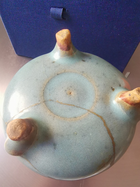 古玩陶瓷北宋鈞窯天藍釉三足爐拍賣，當前價格70000元