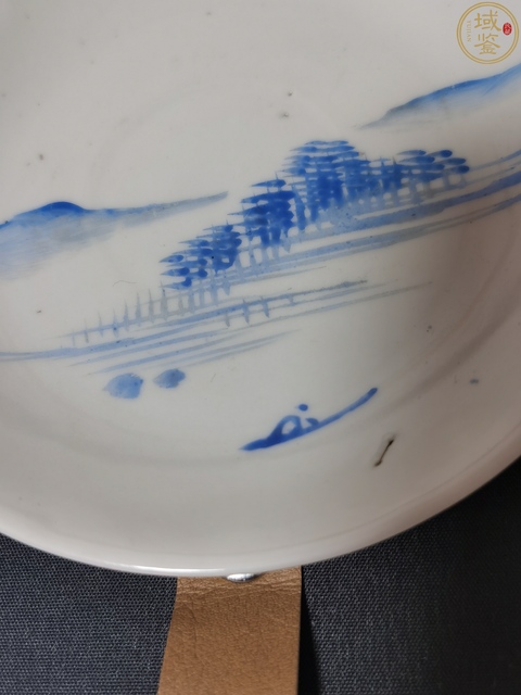 古玩陶瓷藍料彩山水人物盤拍賣,當前價格158元