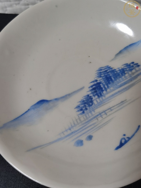古玩陶瓷藍料彩山水人物盤拍賣,當前價格158元