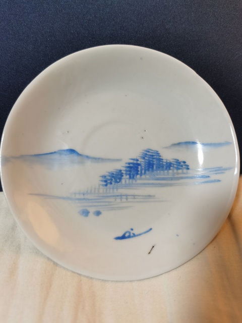 古玩陶瓷藍料彩山水人物盤拍賣,當前價格158元