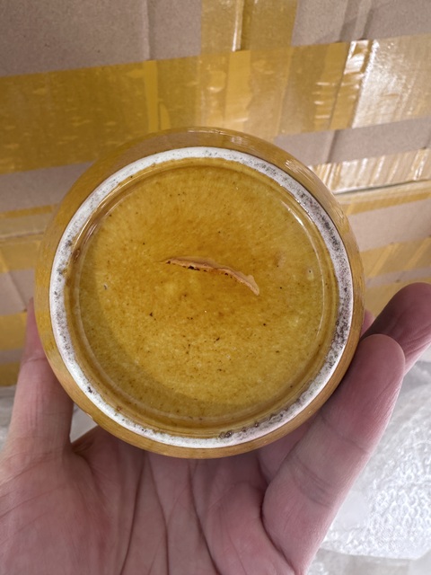 古玩陶瓷黃釉素三彩刻梅妻鶴子圖罐拍賣,當前價格3000元