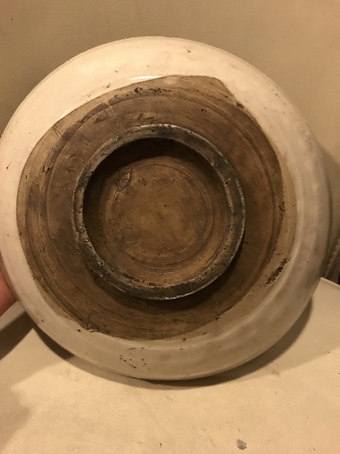 古玩陶瓷明代磁州窯白地黑花盤拍賣，當前價格280元