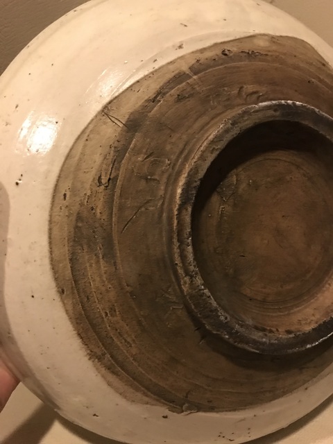 古玩陶瓷明代磁州窯白地黑花盤拍賣，當前價格280元