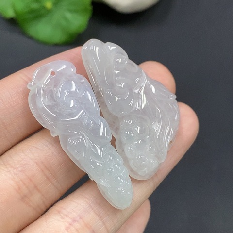 古玩玉器212天然翡翠掛件兩件一手走拍賣，當(dāng)前價(jià)格450元