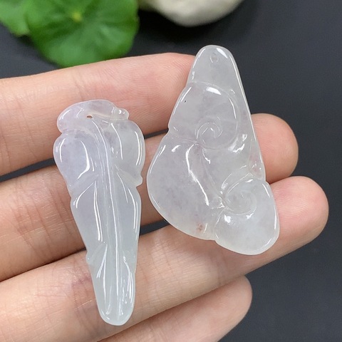 古玩玉器212天然翡翠掛件兩件一手走拍賣，當(dāng)前價(jià)格450元