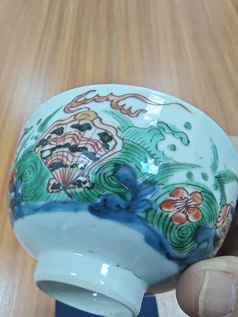 古玩陶瓷清康熙 青花五彩海水八怪碗拍賣，當前價格12000元
