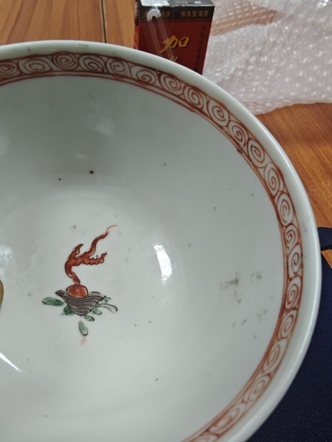 古玩陶瓷清康熙 青花五彩海水八怪碗拍賣，當前價格12000元