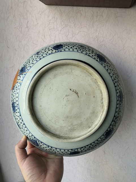 古玩陶瓷雍乾青花一把蓮紋盤拍賣,當前價格3000元
