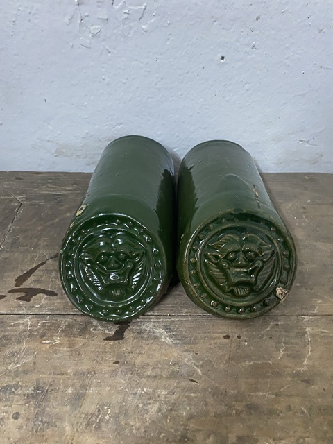 古玩陶瓷清代綠釉獅面瓦當拍賣,當前價格680元