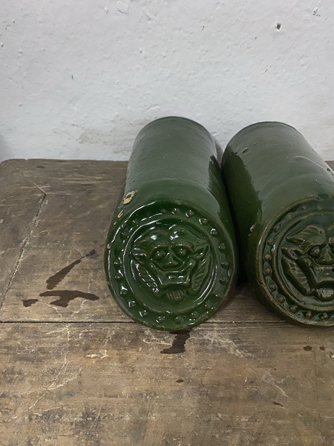 古玩陶瓷清代綠釉獅面瓦當拍賣,當前價格680元