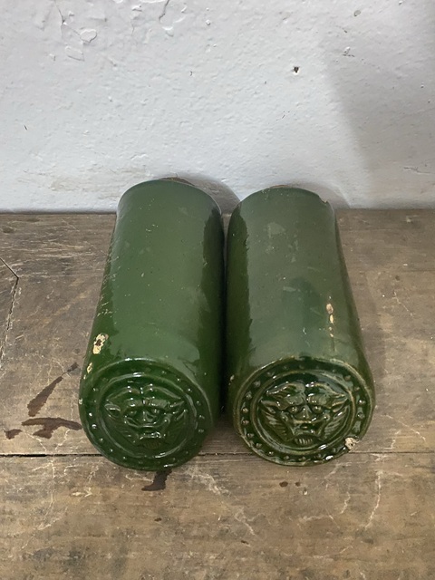 古玩陶瓷清代綠釉獅面瓦當拍賣,當前價格680元