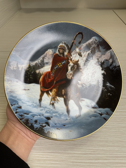 古玩陶瓷1992年 美國(guó)國(guó)寶級(jí) 印第安系列收藏賞盤拍賣，當(dāng)前價(jià)格280元