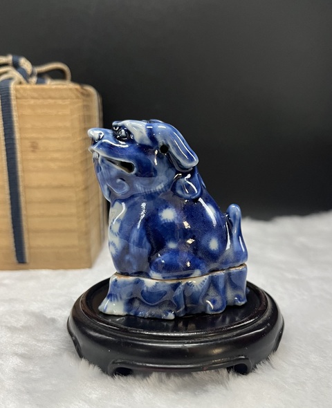 古玩陶瓷清中晚·青花獅子香薰擺件真品鑒賞圖