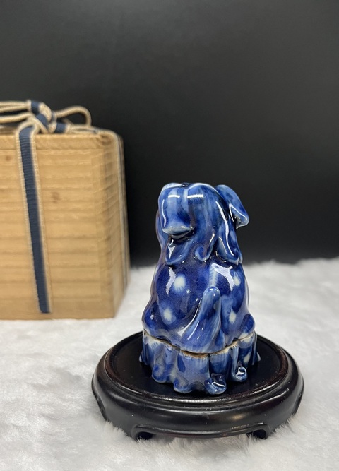 古玩陶瓷清中晚·青花獅子香薰擺件真品鑒賞圖