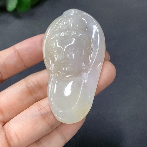 古玩玉器219天然翡翠觀音掛件（正冰種）拍賣，當前價格330元
