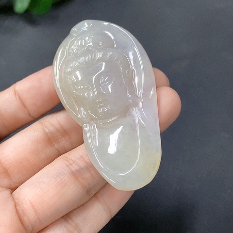 古玩玉器219天然翡翠觀音掛件（正冰種）拍賣，當前價格330元