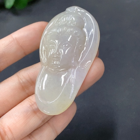 古玩玉器219天然翡翠觀音掛件（正冰種）拍賣，當前價格330元