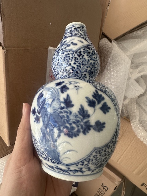 古玩陶瓷青花雉雞牡丹圖葫蘆瓶拍賣,當前價格3500元