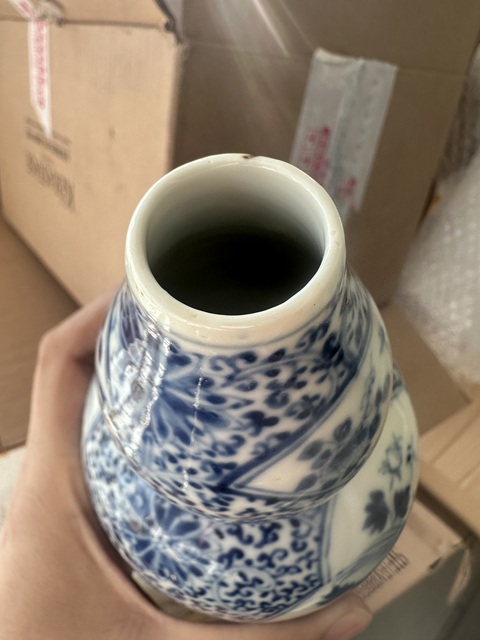 古玩陶瓷青花雉雞牡丹圖葫蘆瓶拍賣,當前價格3500元