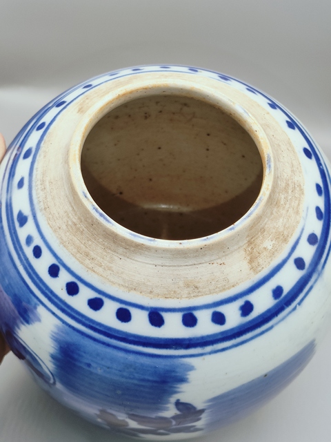 古玩陶瓷清道咸,洞石牡丹紋青花罐拍賣,當前價格990元