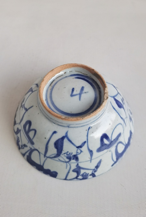 古玩陶瓷青花靈芝花卉紋碗拍賣，當前價格680元
