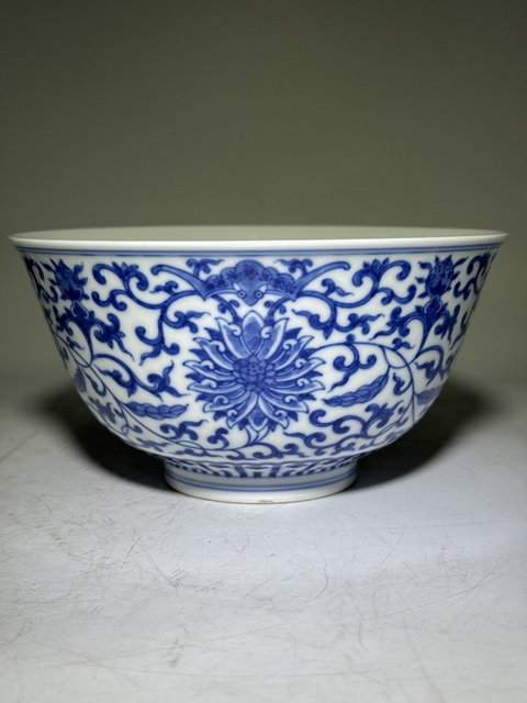 古玩陶瓷青花纏枝花卉紋宮式碗拍賣,當前價格50000元
