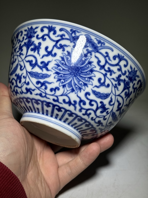 古玩陶瓷青花纏枝花卉紋宮式碗拍賣,當前價格50000元