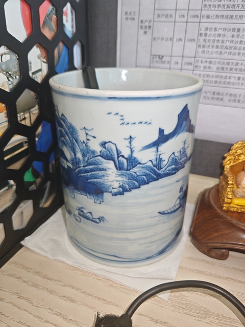 古玩陶瓷青花筆筒拍賣，當前價格15000元