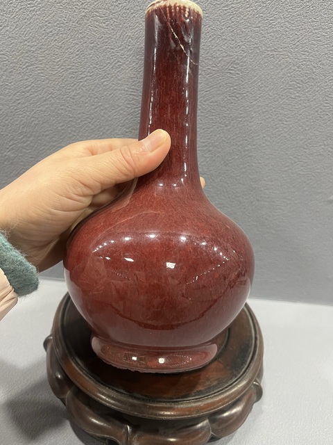 古玩陶瓷鈞紅釉天球瓶拍賣,當(dāng)前價格5500元