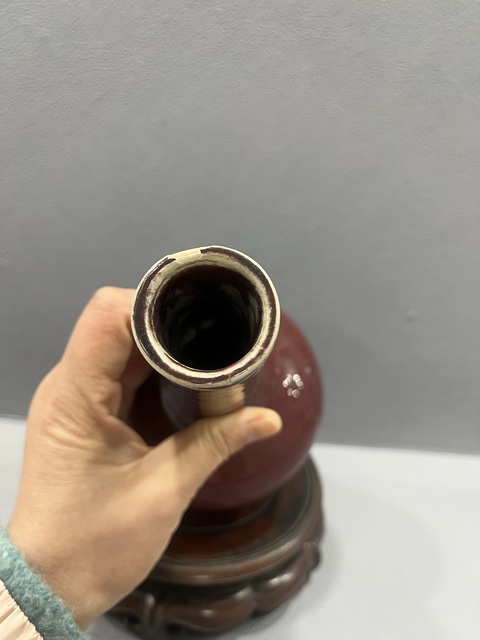 古玩陶瓷鈞紅釉天球瓶拍賣,當(dāng)前價格5500元