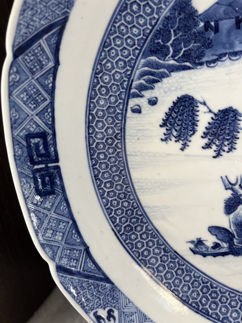 古玩陶瓷青花山水樓閣花口盤拍賣，當前價格3800元