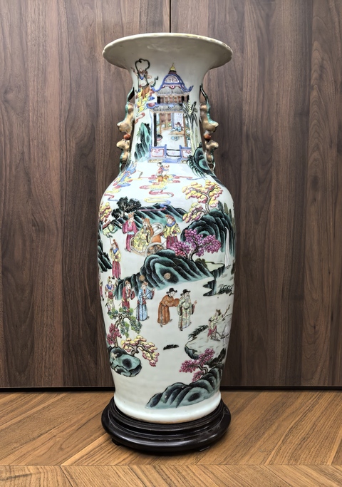 古玩陶瓷道光粉彩人物故事紋花口瓶(63.8厘米)拍賣,當前價格68888元