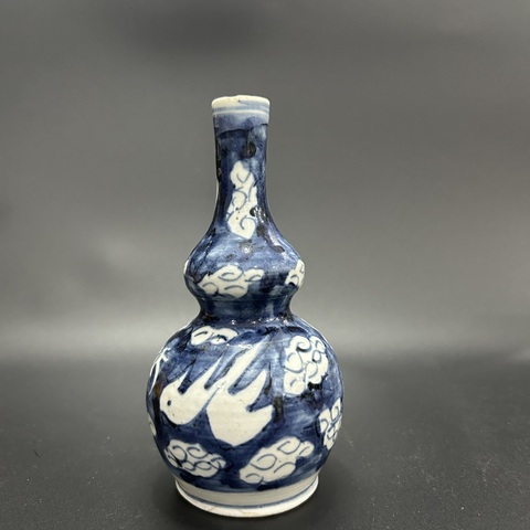 古玩陶瓷清道光青花云龍紋葫蘆瓶拍賣，當前價格200元